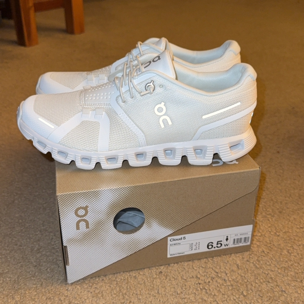 On Cloud 5 White Sneakers